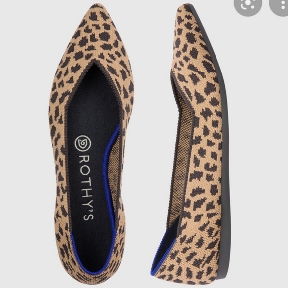 Rothy's Women Leopard Animal Print The Pointed toe flats ballet shoes sz 9.5 - Picture 1 of 13